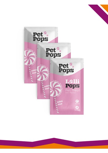 Lollipops Tavuk Ciğeri Kefir Dondurularak Kurutulmuş Kedi Köpek Ödülü Lolipop 3'Lü Lolipopu