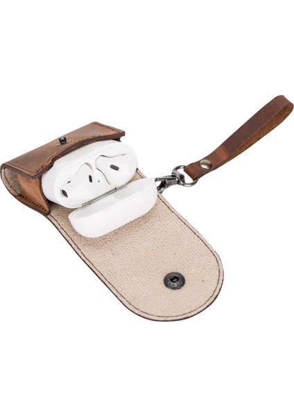 Mai Snap Airpods 1. ve 2. Nesil Kancalı Deri Kılıf