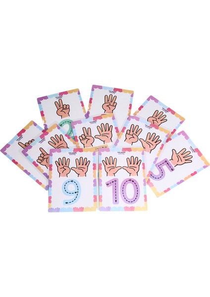 The Grade 1 Yaş - 4 Yaş Sayılar Kartları Eğlenceli ve Eğitici Set (10 Sayfa-A5 Boyutunda)