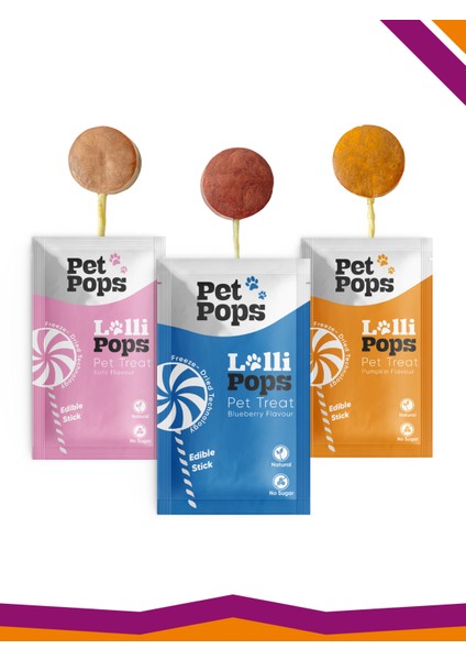 Lollipops Dondurularak Kurutulmuş Karışık Mix Lezzet Paketi Kedi Köpek Ödülü Lolipop 6'Lı Lolipopu