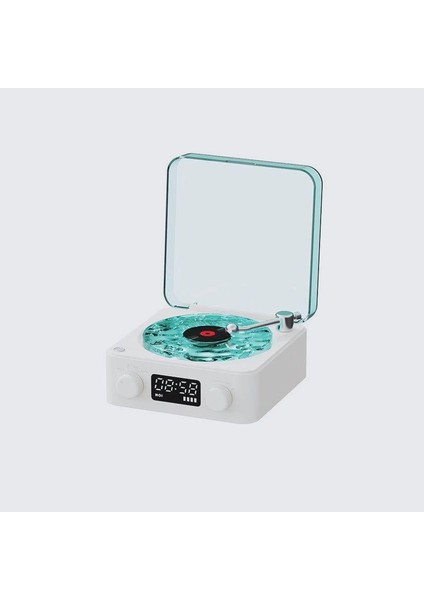 Retro Pikap Plak Çalar Hoparlör Şarjlı Kablosuz Projektör Gece Lambası Bluetooth Hoparlör