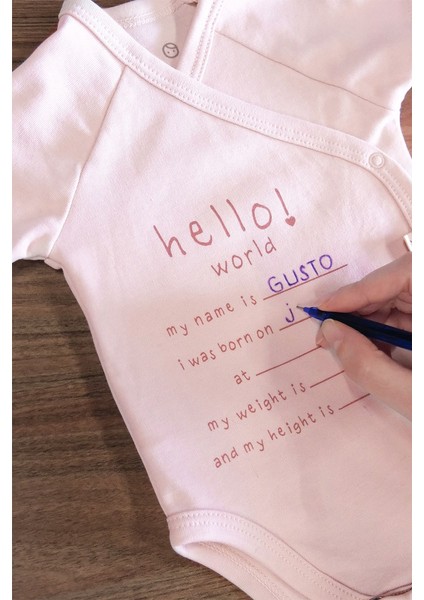 Organik Pamuk Hello World Kısa Kollu Pembe Kruvaze Zıbın fiyatları
