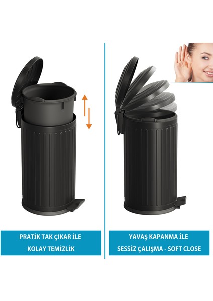Midas Çöp Kovası -Pedallı 16 Lt. , Mat Siyah modelleri