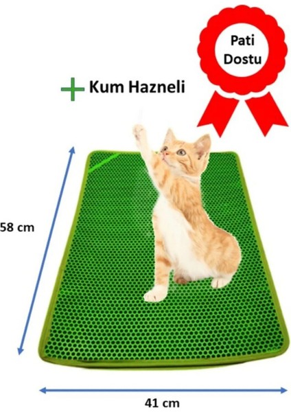 Chitto Elekli Açık Kedi Tuvaleti (Sarı) Kürek ve Paspas (Yeşil)