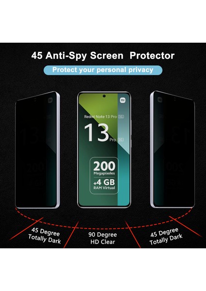 Xiaomi Redmi Note 13 Pro Gizli Hayalet Cam Ekran Koruyucu Anti-Spy Esd Static (2 Adet)