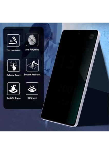 Xiaomi Redmi Note 13 Pro Gizli Hayalet Cam Ekran Koruyucu Anti-Spy Esd Static (2 Adet)