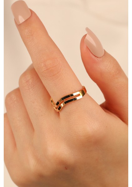 Zikzak Ajda 2 Sıra Altın Yüzük CGKYZK0288