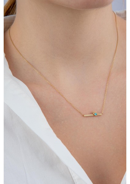 14 Ayar Altın Plaka Kirpik Kolye