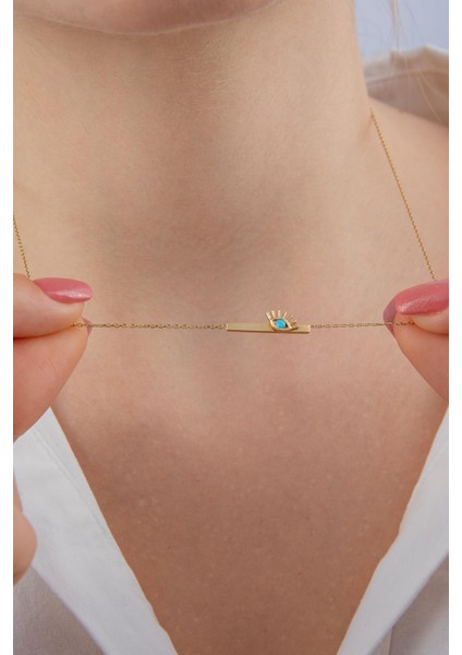 14 Ayar Altın Plaka Kirpik Kolye modelleri