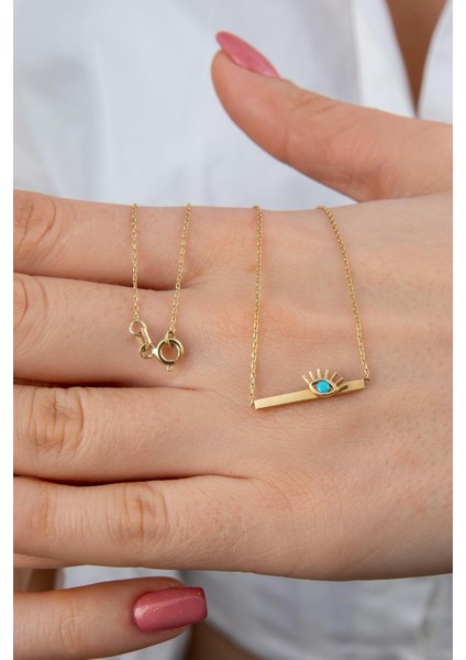 14 Ayar Altın Plaka Kirpik Kolye fırsatları