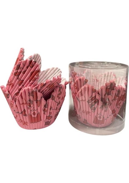 Cupcake/muffin /suffle Kek Kapsülü Pembe Love 50 Li