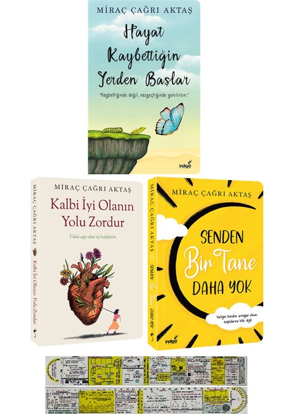 Hayat Kaybettiğin Yerden Başlar / Kalbi İyi Olanın Yolu Zordur / Senden Birtane Daha Yok / 3 Kitap (Matematik Öğreten Cetvel) - Miraç Çağrı Aktaş