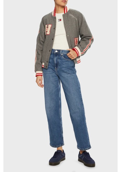 Streç Pamuklu Regular Fit Yüksek Bel Boru Paça Jeans Bayan Kot Pantolon DW0DW19563 1A5 fiyatları