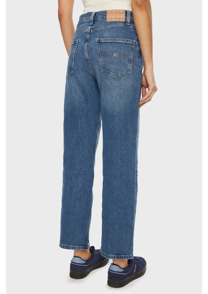 Streç Pamuklu Regular Fit Yüksek Bel Boru Paça Jeans Bayan Kot Pantolon DW0DW19563 1A5 modelleri