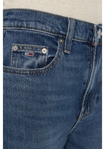 Streç Pamuklu Regular Fit Yüksek Bel Boru Paça Jeans Bayan Kot Pantolon DW0DW19563 1A5 fırsatları