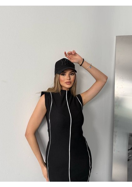 Şerit Detaylı Midi Boy Spor Şık Elbise fırsatları