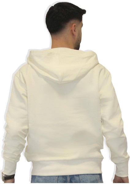 Original Krem Fermuarlı Hoodie