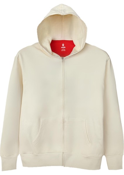Original Krem Fermuarlı Hoodie