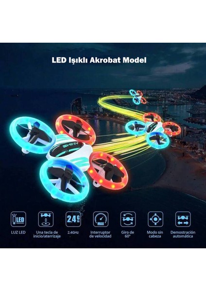 LED Işıklı Akrobat Mini Drone 360° Mini Kamerasız Drone Quadcopter 2.4ghz