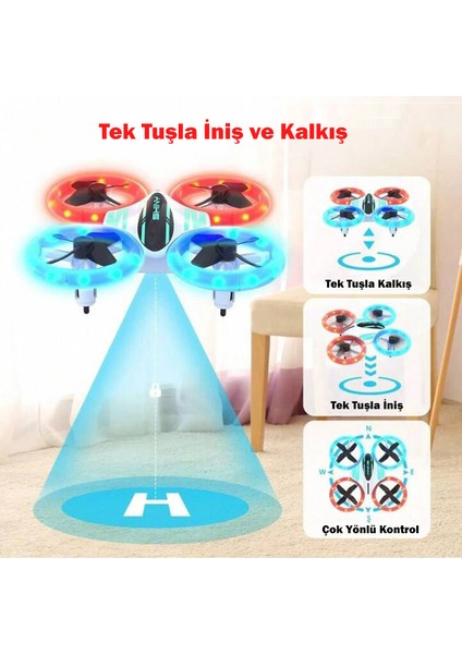 LED Işıklı Akrobat Mini Drone 360° Mini Kamerasız Drone Quadcopter 2.4ghz