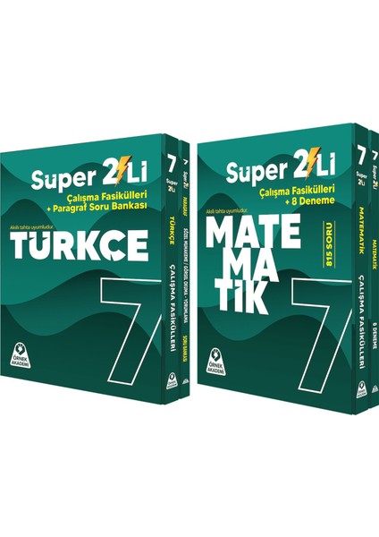 (Sınıf: 7) Süper İkili Matematik ve Türkçe Seti 2 Kitap