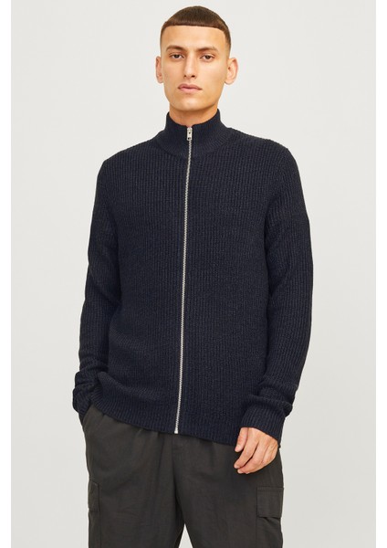 Essentials Jjelewis Regular Fit Fermuarlı Dik Yaka Örme Hırka Erkek Hırka 12257483