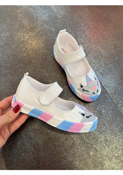 21-30 Numara Kız Çocuk Unicorn Babet Sneaker Beyaz