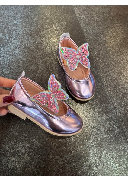 21-25 Numara Kız Çocuk Aynalı Kelebek Babet