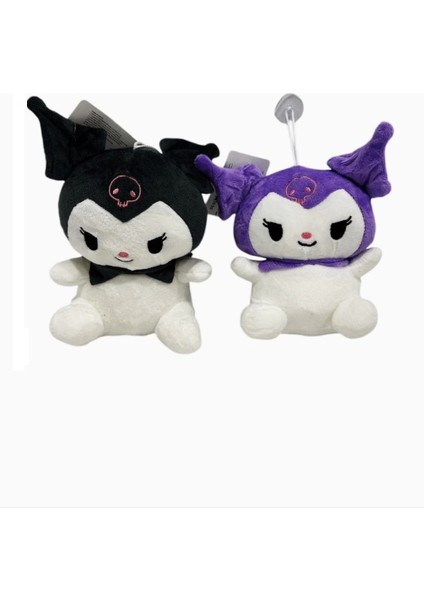 Kawaii Sanrio Kuromi Karikatür Peluş 15 cm 2 Adet Siyah ve Mor