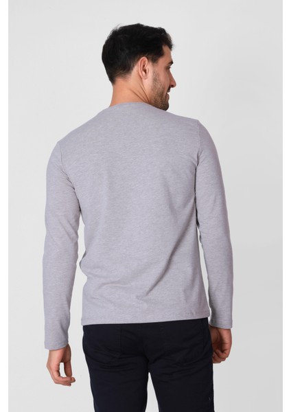 O Yaka Uzun Kollu T-shirt NP-Dolargo - Kahve Melanj