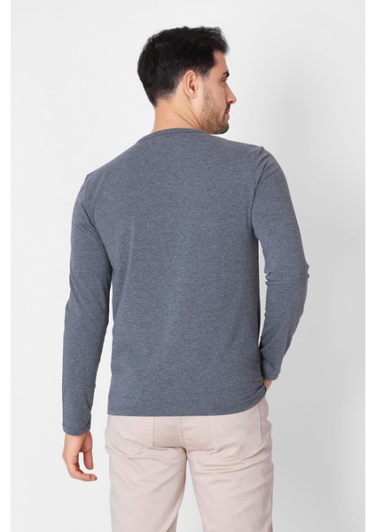 Düğmeli Bisiklet Yaka Uzun Kollu T-shirt NP-Collargo - Koyu Gri modelleri