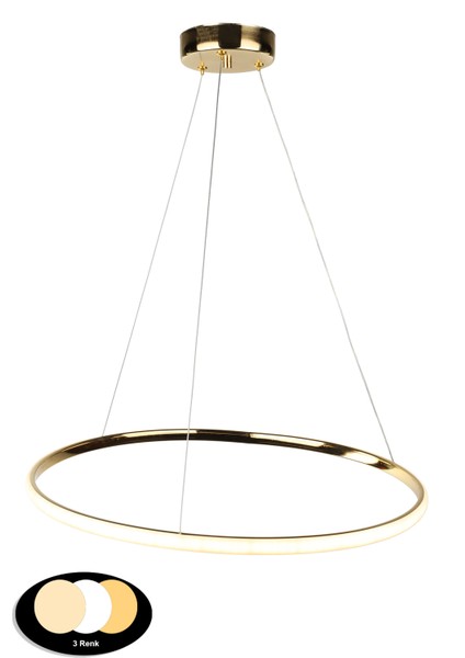 Spin Tekli Ledli Avize Gold Kaplama