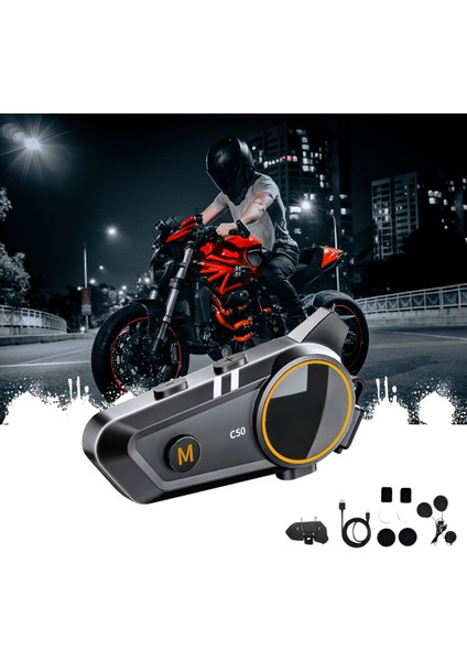 Intercom Yeni 2025 Model Su Geçirmez Motosiklet Kask Intercom Kulaklık Seti - Bluetooth 5.3, Rgb