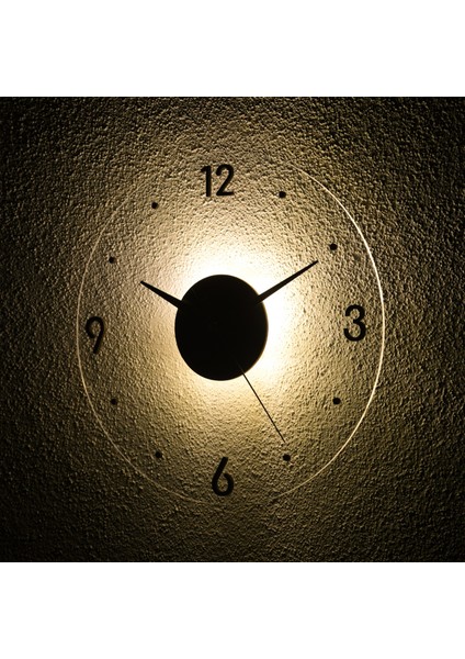 Quartz Saat - Işıklı Pleksi Duvar Saati, El Yapımı, Sessiz, Modern Dekoratif Tasarım, 35 cm fiyatları