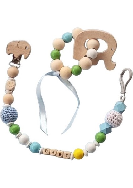 Hoşgeldin Bebek, Yenidoğan Erkek Bebek, Bebeğinizin Ismine Özel Organik Fil Emzik Askısı