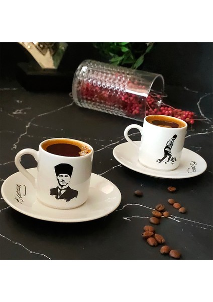 Atatürk 2 Kişilik Kahve Fincan Takımı Mix-2