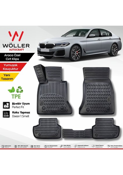 Bmw 5 Serisi G30 Paspas 2017 2023 Arası Uyumlu 3D Havuzlu Wöller Paspas