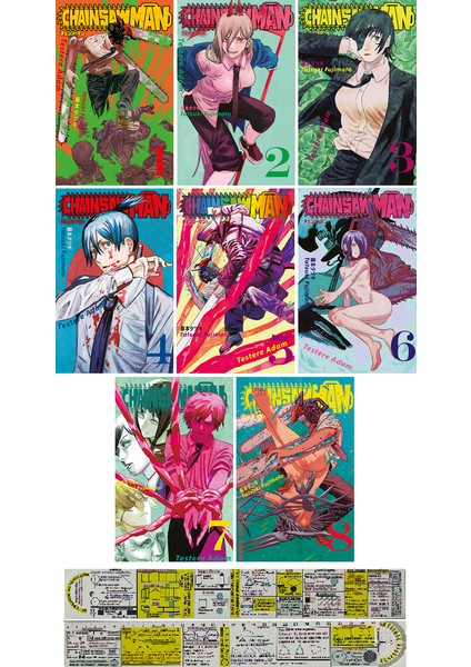 Chainsaw Man 1-2-3-4-5-6-7-8. Ciltler Manga Seti (Matematik Öğreten Cetvel) - Tatsuki Fujimoto