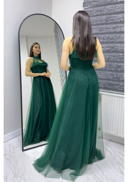 - Kadın Drapeli Kolsuz Tül Abiye Elbise Kırmızı, Zümrüt Yeşil, Saks Mavi, Mor, Bebe Mavi, Beyaz, Siyah, Bordo