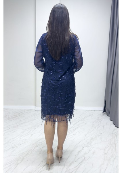 - Kadın Büyük Beden Şifon Pulpayet Abiye Elbise Lacivert, Gold, Siyah fırsatları