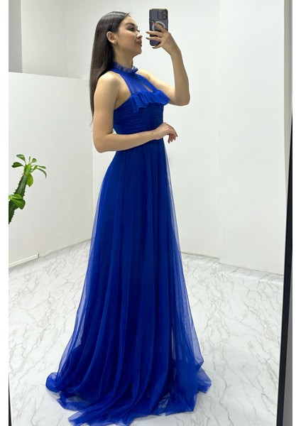 - Kadın Drapeli Kolsuz Tül Abiye Elbise Kırmızı, Zümrüt Yeşil, Saks Mavi, Mor, Bebe Mavi, Beyaz, Siyah, Bordo modelleri