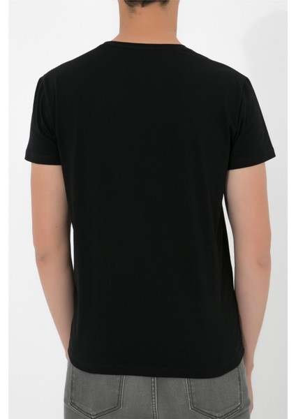 V Yaka T-shirt N-Simplo - Siyah