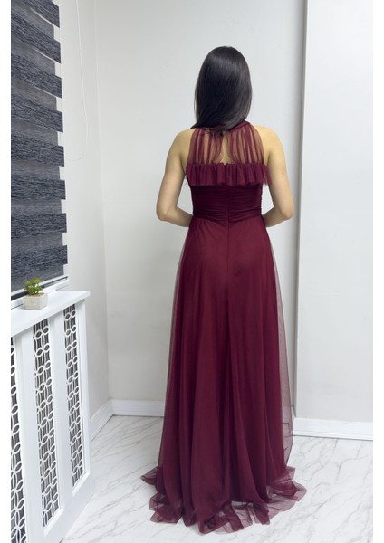 - Kadın Drapeli Kolsuz Tül Abiye Elbise Kırmızı, Zümrüt Yeşil, Saks Mavi, Mor, Bebe Mavi, Beyaz, Siyah, Bordo fırsatları