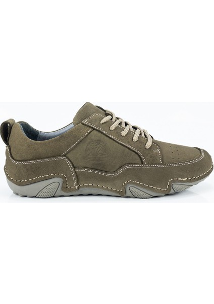 Erkek Gri Deri Ortopedik Casual Ayakkabı