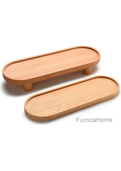 Furnizahome 2'li Ahşap Düzenleyici Sunumluk Servis Tabağı Ayaklı Sunumluk Mutfak Banyo Stand Yağdanlık Altlığı
