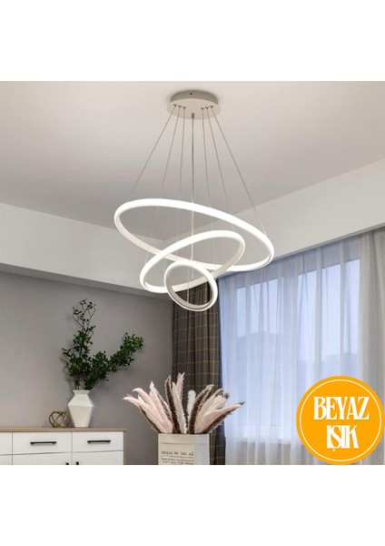 Robin Modern Üçlü 3 Lü Sarkıt Avize Beyaz Ledli