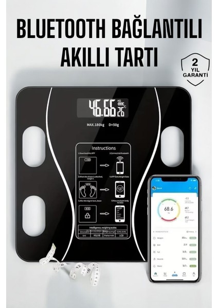 Akıllı Tartı Bluetooth Bağlantılı Yağ Ölçebilen Tartı Yeni Nesil fiyatları