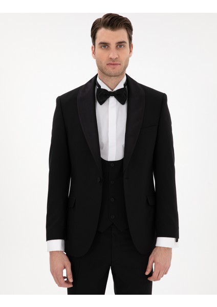 Erkek Siyah Ex. Slim Fit Yelekli Smokin 50306221-VR046 fırsatları