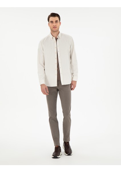 Erkek Vizon Regular Fit Uzun Kollu Gömlek 50292347-VR052