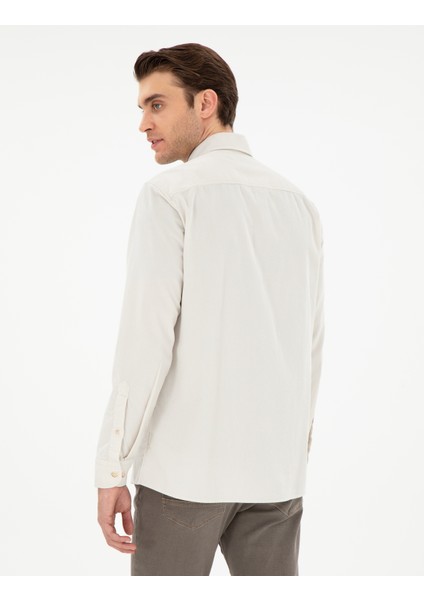 Erkek Vizon Regular Fit Uzun Kollu Gömlek 50292347-VR052
